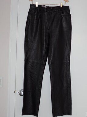 Gerry Weber genuine leather Black Straight Leg Women Jeans size 14 tall
